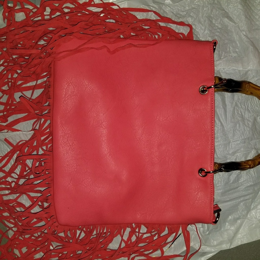 Pink Purse with Sued Like Fringes